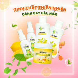 SEMAS 2 - BỘ SẢN PHẨM DẦU GỘI - XỊT TINH CHẤT VÀ KEM TẨY TẾ BÀO CHẾT CHO DA ĐẦU: ĐẶC TRỊ GÀU NGỨA VÀ NẤM DA ĐẦU NGUỒN GỐC THIÊN NHIÊN HIỆU QUẢ NHANH